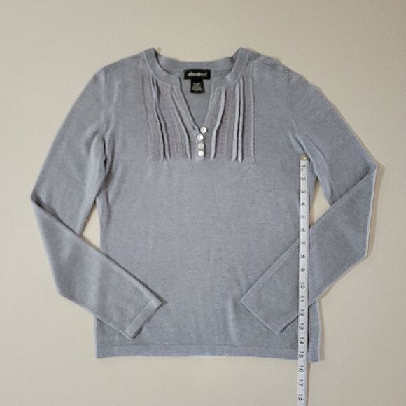 Eddie Bauer Women's Gray Henley Silk Angora Long Sleeve Sweater - Picture 5 of 10